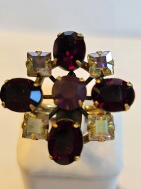 Elegant Purple and RED Statement Cocktail Ring SIZE 7 1/2